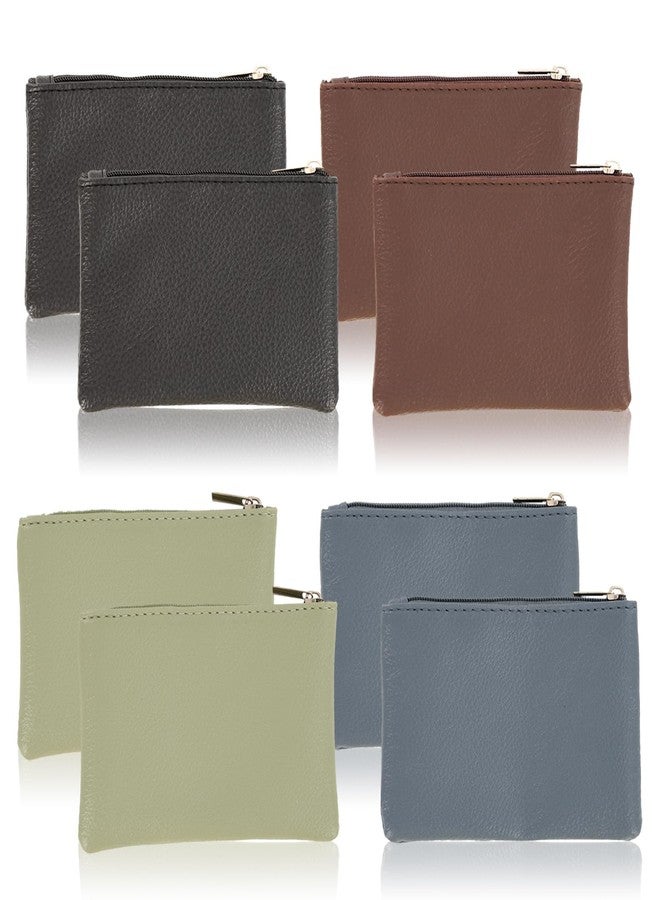 braxan 8 Pack Coin Purse, Leather Zipper Wallet Pouch, Portable Change Wallet, Small Coin Pouch for Women Credit Card Folded Bills Id Key Headset Lipstick, Unisex - Image 1